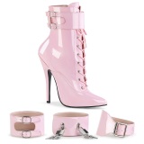 Patent 15 cm DOMINA-1023 Roze ankle boots high heels