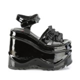 Patent 15 cm DemoniaCult WAVE-13 lolita platform wedge sandals