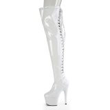 Patent 18 cm ADORE-3063 White overknee boots with laces