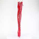 Patent 18 cm ADORE-3850 Red overknee boots with laces