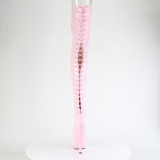 Patent 18 cm ADORE-3850 Roze overknee boots with laces