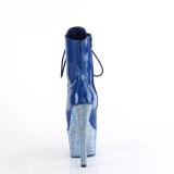 Patent 18 cm BEJ-1021-7 Exotic platform peep toe ankle boots blue