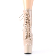 Patent 18 cm SKY-1020 Beige lace up high heels ankle boots