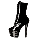 Patent 18 cm STARDUST-1020-7 womens ankle boots rhinestone platform