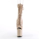 Patent 19 cm ENCHANT-1041 open toe ankle boots beige