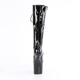 Patent 20 cm CRAZE-2023 Heelless platform pony knee boots black