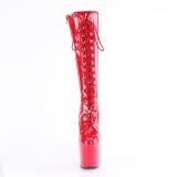 Patent 20 cm CRAZE-2023 Heelless platform pony knee boots red