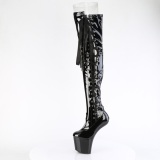 Patent 20 cm CRAZE-3050 Heelless platform overknee boots pony heels black