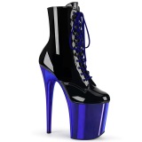 Patent 20 cm FLAMINGO-1020 Blue Chrome Platform Ankle Calf Boots