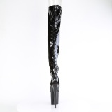 Patent 20 cm FLAMINGO-3017 Black overknee boots with laces