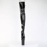 Patent 20 cm FLAMINGO-3850 Black overknee boots with laces