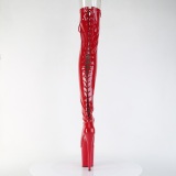 Patent 20 cm FLAMINGO-3850 Red overknee boots with laces