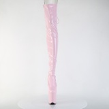 Patent 20 cm FLAMINGO-3850 Roze overknee boots with laces