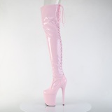 Patent 20 cm FLAMINGO-3850 Roze overknee boots with laces