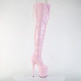 Patent 20 cm FLAMINGO-3850 Roze overknee boots with laces