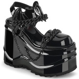 Patent Black 15 cm Demonia WAVE-20 lolita platform wedge sandals