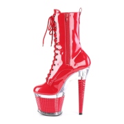 Patent platform 18 cm SPECTATOR-1040 lace up ankle booties in red