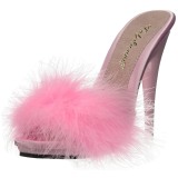 Pink 13 cm POISE-501F Marabou Feathers Mules Shoes