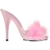 Pink 13 cm POISE-501F Marabou Feathers Mules Shoes