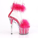 Pink 18 cm ADORE-724F exotic pole dance high heel sandals with feathers