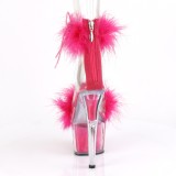 Pink 18 cm ADORE-724F exotic pole dance high heel sandals with feathers