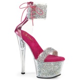 Pink 18 cm SKY-327RSI pleaser hoge hakken met strass enkel manchet