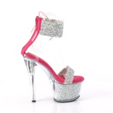 Pink 18 cm SKY-327RSI pleaser hoge hakken met strass enkel manchet