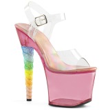 Pink 18 cm UNICORN-708T Acrylic platform high heels shoes