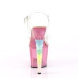 Pink 18 cm UNICORN-708T Acrylic platform high heels shoes