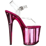 Pink 20 cm FLAMINGO-808T Acrylic Platform High Heeled Sandal