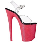 Pink 20 cm FLAMINGO-808UVG Neon Acrylic Platform High Heeled Sandal