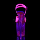 Pink 20 cm FLAMINGO-809UVT Neon Acrylic Platform High Heeled Sandal
