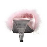 Pink 8 cm BELLE-301F maraboe veren Mules Schoenen