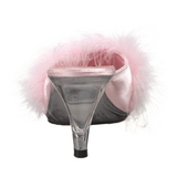 Pink Feathers 8 cm BELLE-301F High Women Mules Shoes for Men