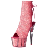 Pink glitter 18 cm ADORE-1018G dames enkellaarsjes met plateauzool