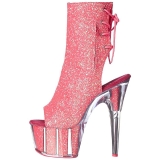 Pink glitter 18 cm ADORE-1018G dames enkellaarsjes met plateauzool