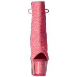Pink glitter 18 cm ADORE-1018G dames enkellaarsjes met plateauzool
