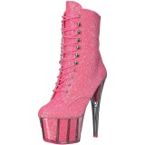 Pink glitter 18 cm ADORE-1020G dames enkellaarsjes met plateauzool