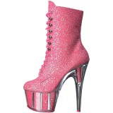 Pink glitter 18 cm ADORE-1020G dames enkellaarsjes met plateauzool