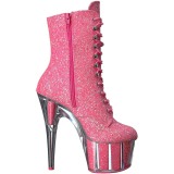 Pink glitter 18 cm ADORE-1020G dames enkellaarsjes met plateauzool