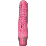 Pink glitter 18 cm ADORE-1020G dames enkellaarsjes met plateauzool