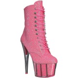 Pink glitter 18 cm ADORE-1020G dames enkellaarsjes met plateauzool