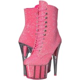 Pink glitter 18 cm ADORE-1020G dames enkellaarsjes met plateauzool