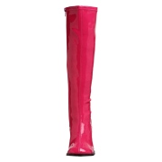 Pink laklaarzen blokhak 7,5 cm - jaren 70 gogo laarzen hippie disco - lakleer knielaarzen