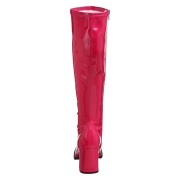 Pink laklaarzen blokhak 7,5 cm - jaren 70 gogo laarzen hippie disco - lakleer knielaarzen