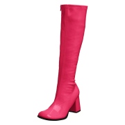 Pink laklaarzen blokhak 7,5 cm - jaren 70 gogo laarzen hippie disco - lakleer knielaarzen