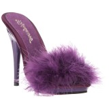 Purple 13 cm POISE-501F Marabou Feathers Mules Shoes