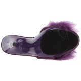 Purple 13 cm POISE-501F Marabou Feathers Mules Shoes