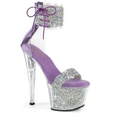 Purple 18 cm SKY-327RSI pleaser high heels with strass ankle cuff