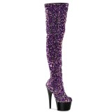 Purple Sequins 20 cm ADORE-3020 Exotic pole dance overknee boots